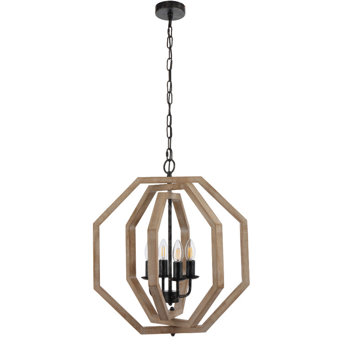 Indio Pendant 4 Lights Black / Wood Tones - INDIO PE4-BK