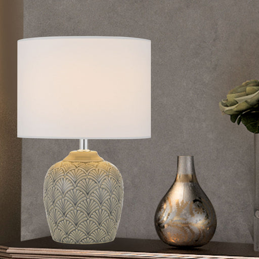 Buy Table Lamps Australia INDO Table Lamp White / Grey Fabric / Ceramic - INDO TL-GYWH