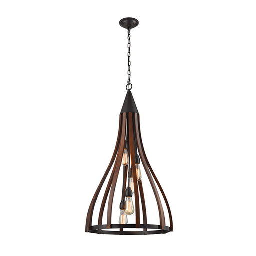 Buy Pendant Lights Australia KHALEESI Oak Dark Red Wood 5 Light Large Pendant - KHALEESI3