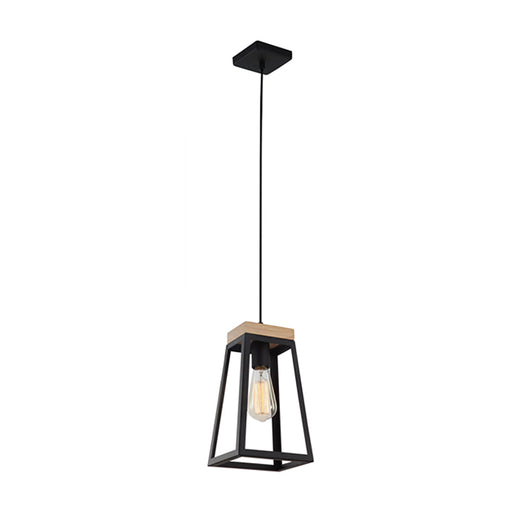Buy Pendant Lights Australia LANTERNA Wood Trapezium 1 Light Pendant Black - LANTERNA1