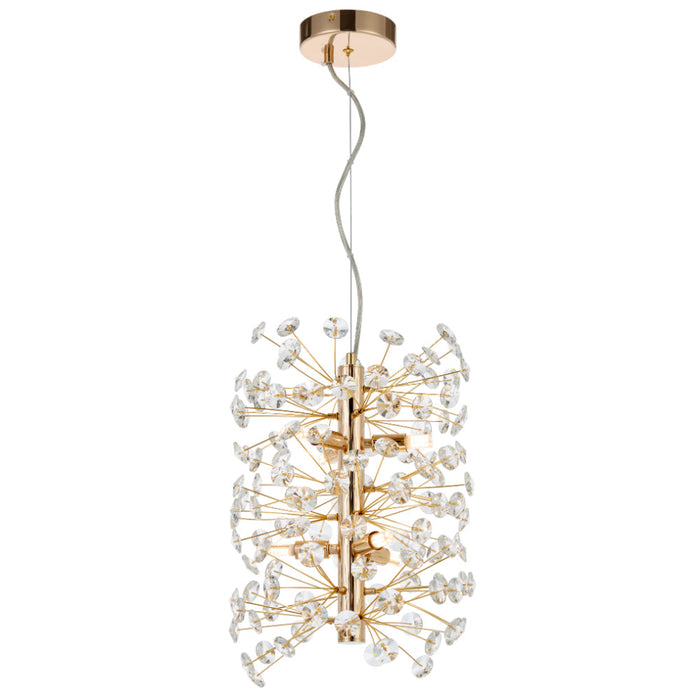 Lerida 6 Light Vertical Pendant Gold & Clear - LERIDA PE6V-GD