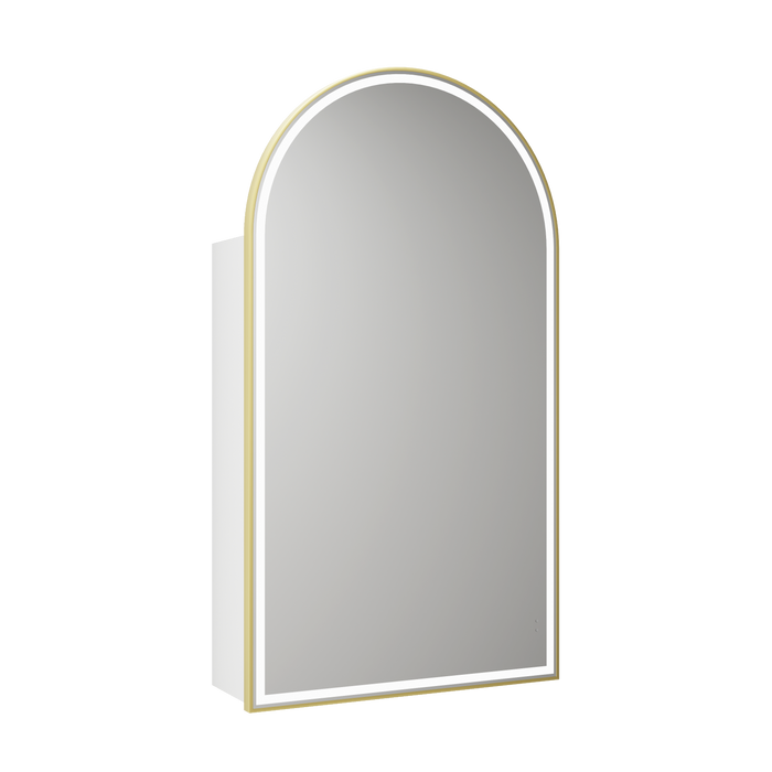 Canterbury LED Shaving Cabinet 3CCT Matte White With Brushed Gold Frame - LSCCAN-500-MW-BG