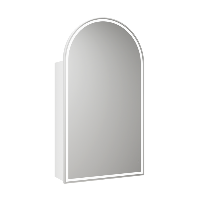 Canterbury LED Shaving Cabinet 3CCT Matte White With Brushed Nickel Frame - LSCCAN-500-MW-BN