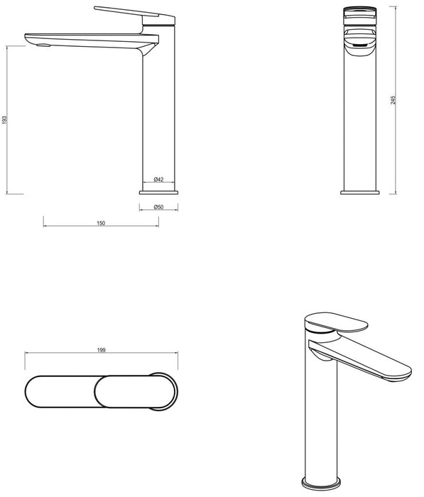 Lantra Tall Basin Mixer French Gold - BML-26-TALL-FG