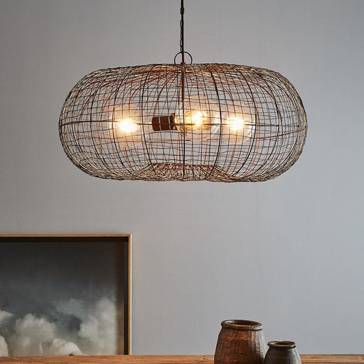 Buy Pendant Lights Australia Lobster 3 Light Wire Weave Ellipse Pendant Antique Copper - ZAF10323