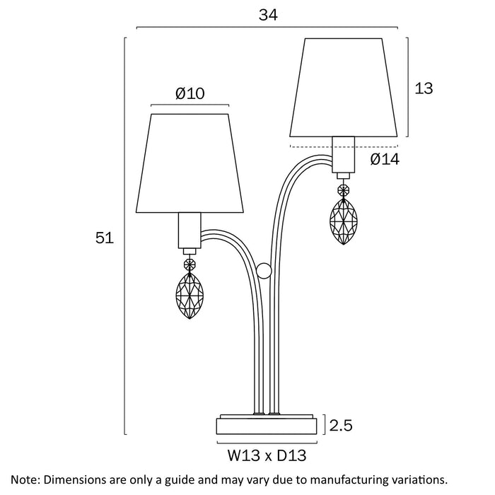 Malvern 2 Light Table Lamp Antique Silver - MALVERN TL2-AS