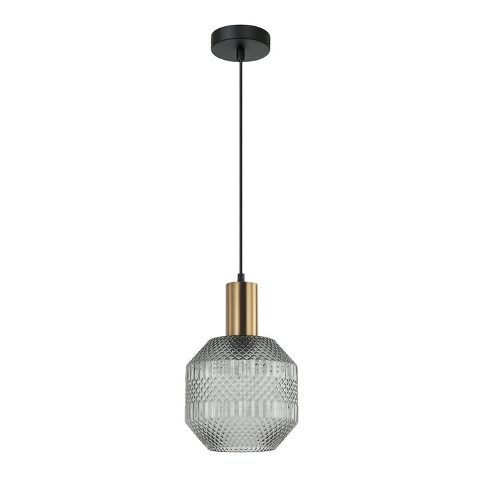 Buy Pendant Lights Australia Interior Glass Jar With Quadrilateral Segment 1 Light Pendant Smoke - MARACA1