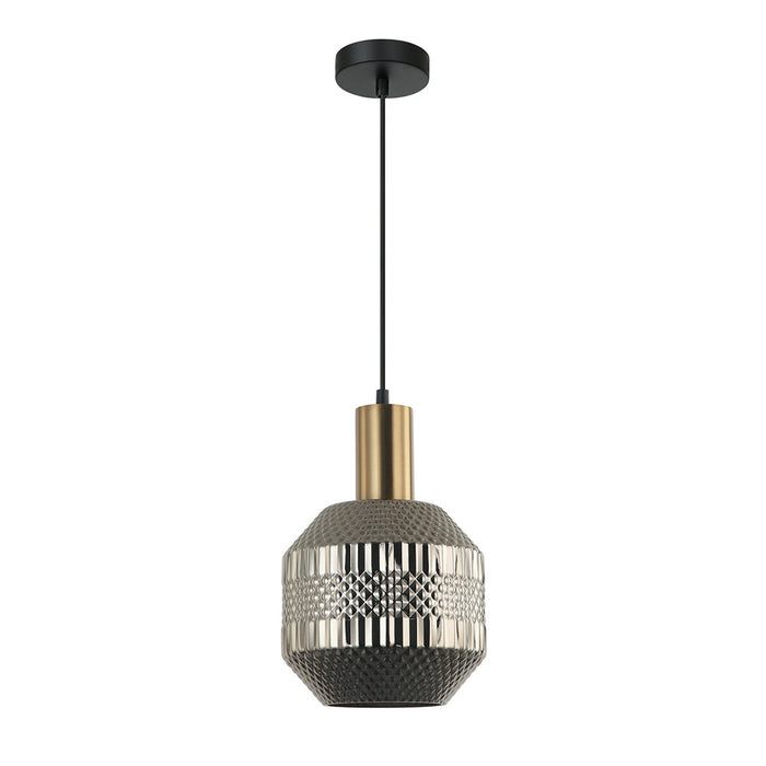 Buy Pendant Lights Australia Interior Glass Jar With Quadrilateral Segment 1 Light Pendant Matt Gold - MARACA5
