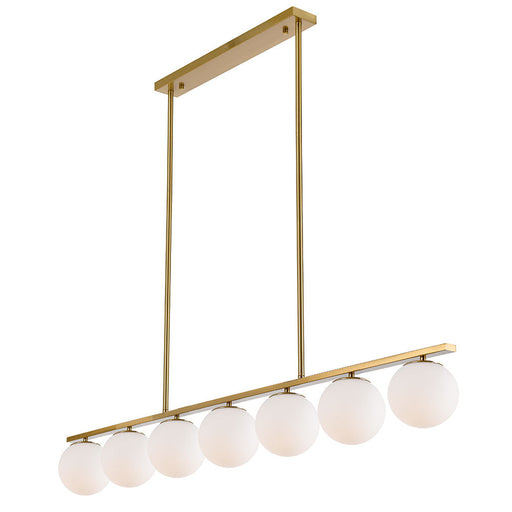 Buy Island Pendant Lights Australia Marsten 7 Light Island Pendant Antique Gold & Opal Matt - MARSTEN PE7-AGOM