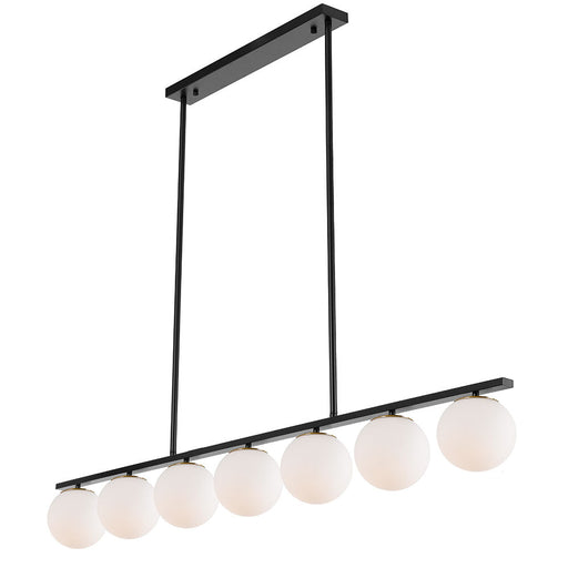 Buy Island Pendant Lights Australia Marsten 7 Light Island Pendant Black & Opal Matt - MARSTEN PE7-BKOM