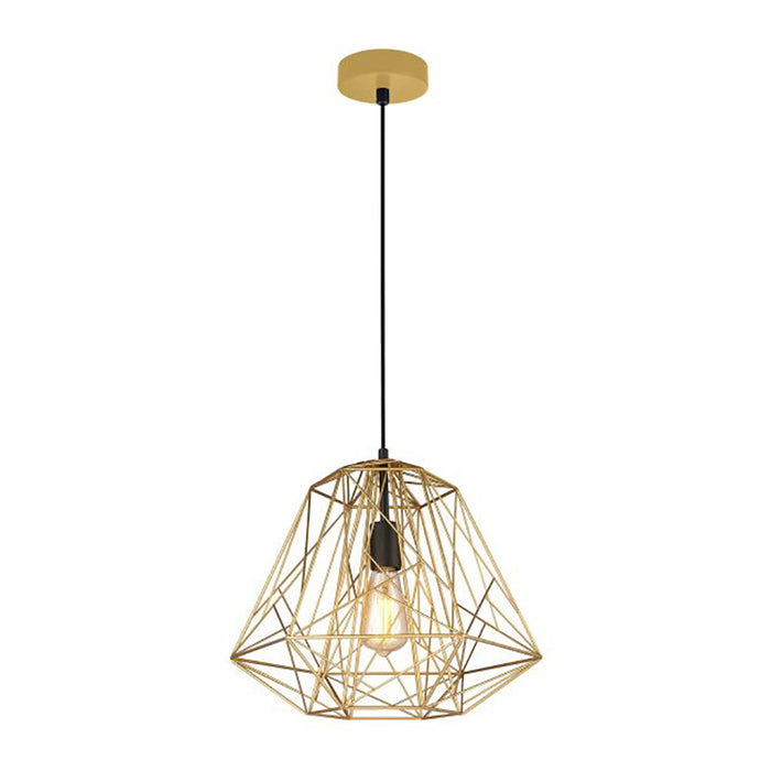 Buy Pendant Lights Australia Interior Iron Cage 1 Light Pendant Matt Gold & Black - MARTE2