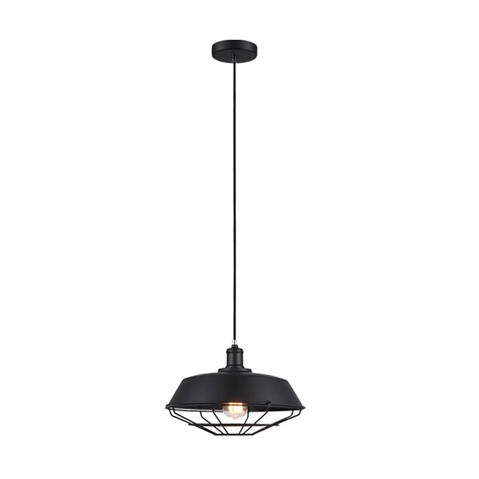 Buy Pendant Lights Australia MATRIX Iron Dome & Cage 1 Light Pendant Black - MATRIX-B