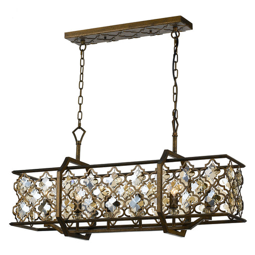 Buy Island Pendant Lights Australia Mimosa Rectangle 6 Light Pendant Mocha & Amber, Clear Crystals - MIMOSA PE89-MC