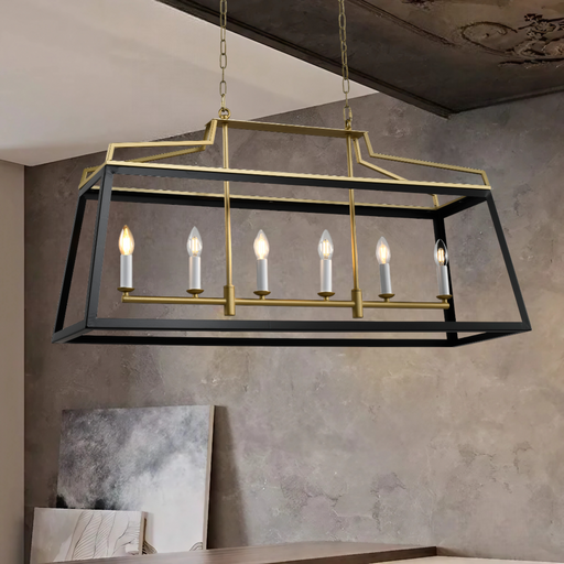 Buy Island Pendant Lights Australia MONTEAL Island Pendant 6 Lights Antique Gold & Black - MONTEAL PE6-AGBK