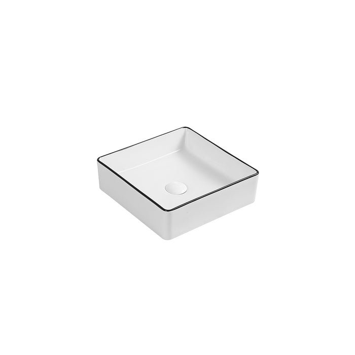 Macleod Above Counter Art Basin Gloss White With Black Edge - XECB-090WBE