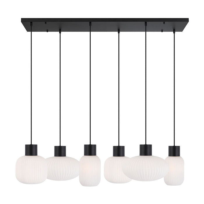 Buy Island Pendant Lights Australia Nori 6 Light Island Pendant Matt Black & Opal Matt - NORI PE6-BKOM