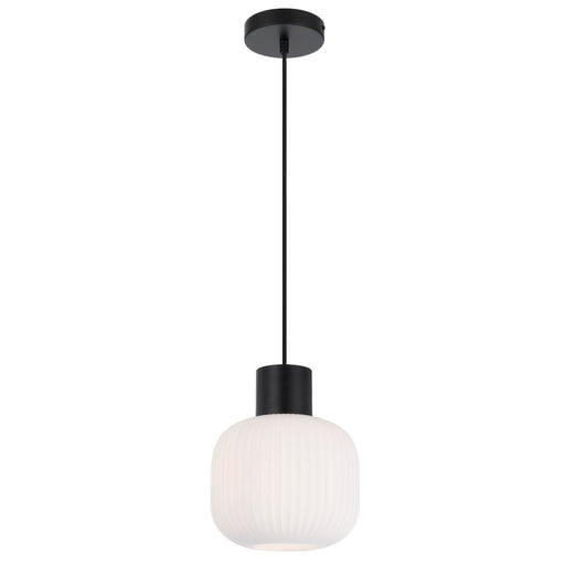 Buy Pendant Lights Australia Nori 20 1 Light Pendant Matt Black & Opal Matt - NORI PE20-BKOM