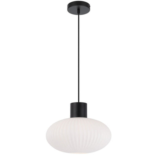 Buy Pendant Lights Australia Nori 30 1 Light Pendant Matt Black & Opal Matt - NORI PE30-BKOM