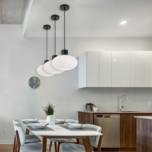 Buy Pendant Lights Australia Nori 30 1 Light Pendant Matt Black & Opal Matt - NORI PE30-BKOM