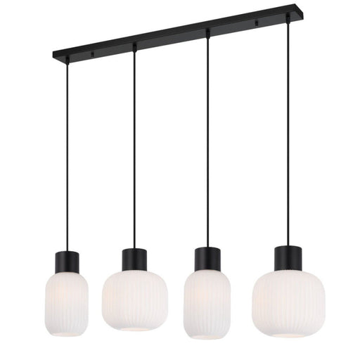 Buy Island Pendant Lights Australia Nori 4 Light Island Pendant Matt Black & Opal Matt - NORI PE4-BKOM