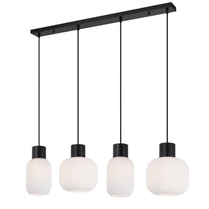 Buy Island Pendant Lights Australia Nori 4 Light Island Pendant Matt Black & Opal Matt - NORI PE4-BKOM