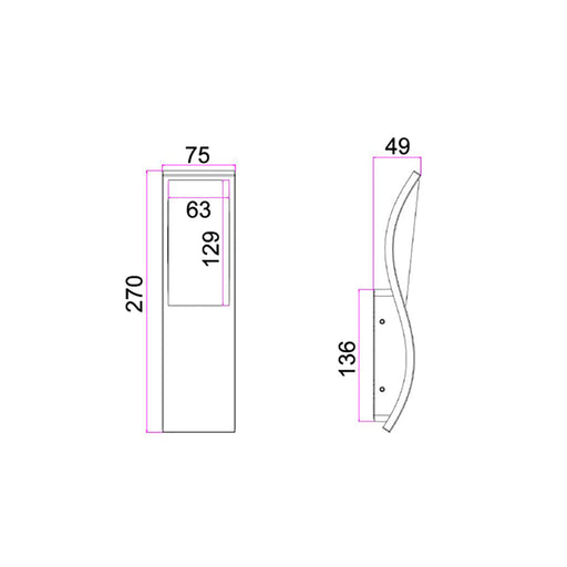 Buy Exterior Wall Lights Australia OLA Exterior LED Wavy Rectangular Wall Light White 7W 3000K IP65 - OLA02