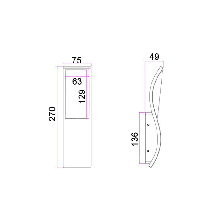 Buy Exterior Wall Lights Australia OLA Exterior LED Wavy Rectangular Wall Light White 7W 3000K IP65 - OLA02
