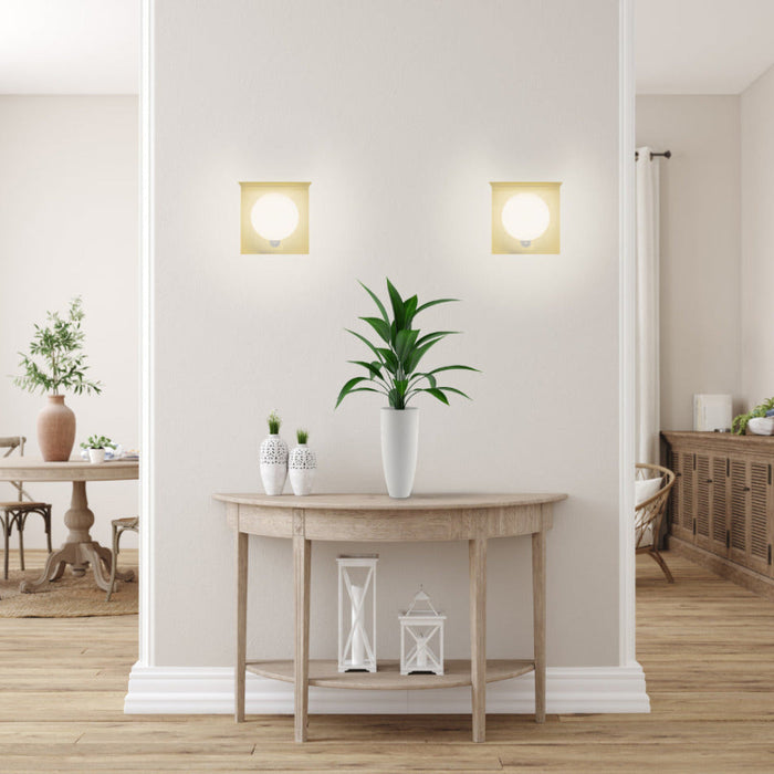Buy Wall Sconce Australia Olio 1 Light Wall Light Antique Gold & Opal Matt - OLIO WB1-AGOP