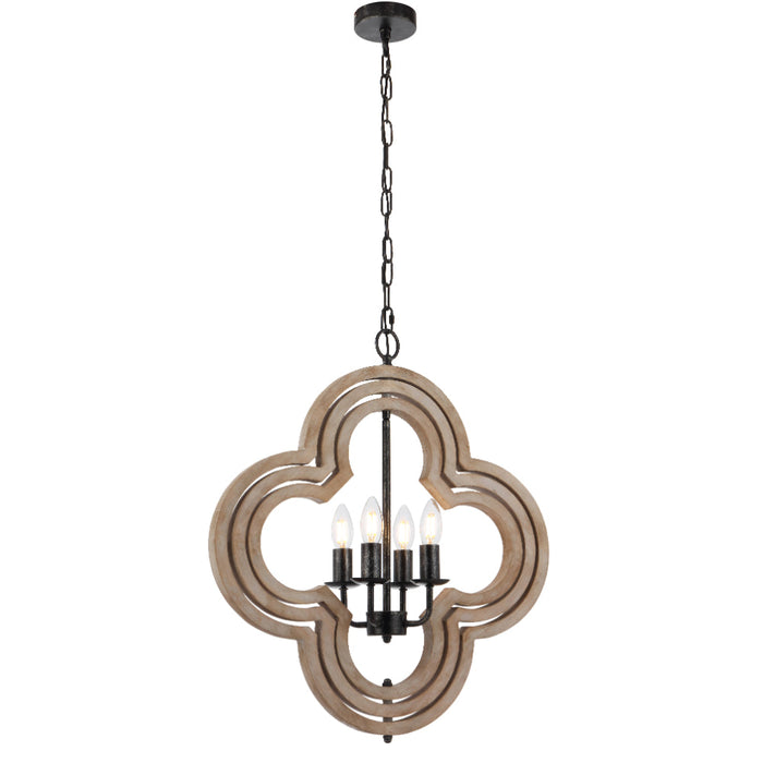 Omar Pendant 4 Lights Black / Wood Tones - OMAR PE4-BK