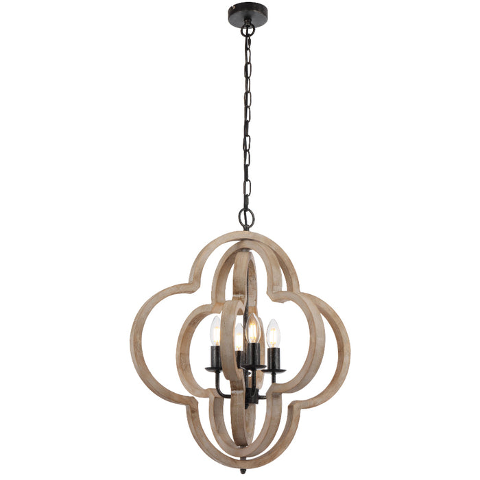 Omar Pendant 4 Lights Black / Wood Tones - OMAR PE4-BK