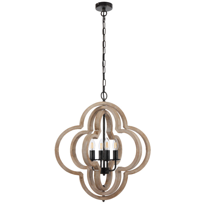 Omar Pendant 4 Lights Black / Wood Tones - OMAR PE4-BK