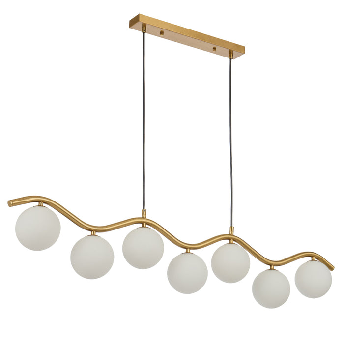 Orton 7 Light Pendant Antique Gold & Opal Matt - ORTON PE7-AGOM