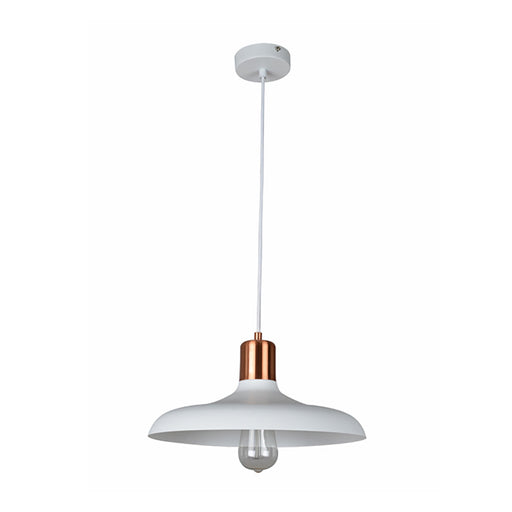 Buy Pendant Lights Australia PASTEL Dome Shape 1 Light Pendant White With Copper Lampholder Cover - PASTEL08