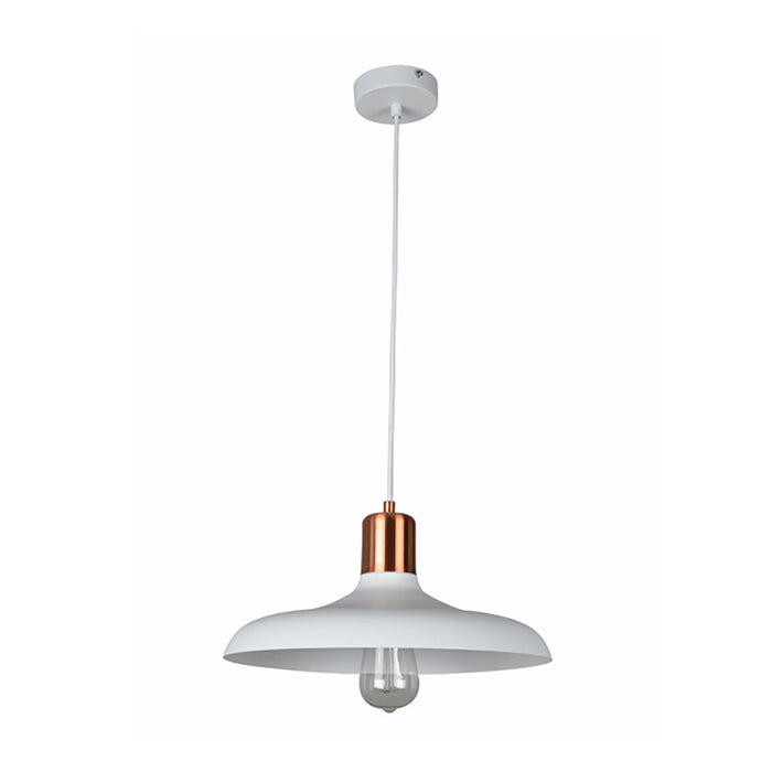 Buy Pendant Lights Australia PASTEL Dome Shape 1 Light Pendant White With Copper Lampholder Cover - PASTEL08