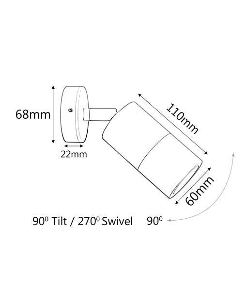 Buy Exterior Spotlights Australia MR16 12V Exterior Single Adjustable Wall Pillar Light White IP65 - PM1AWH