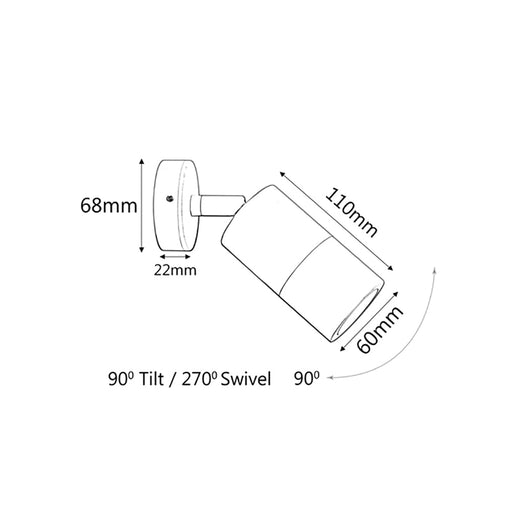 Buy Exterior Spotlights Australia GU10 Exterior Single Adjustable Wall Pillar Light Matt Grey IP65 - PG1ASIL