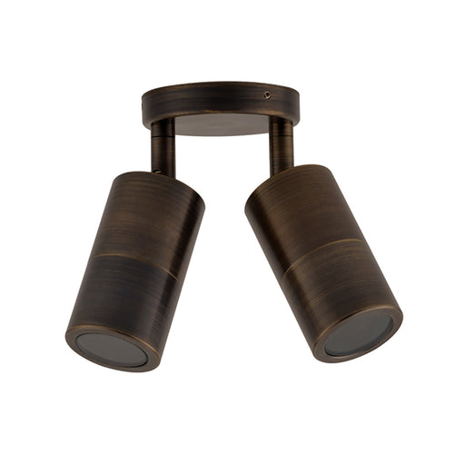 Buy Exterior Spotlights Australia GU10 Exterior Double Adjustable Wall Pillar Light Antique Brass IP65 - PG2ABR