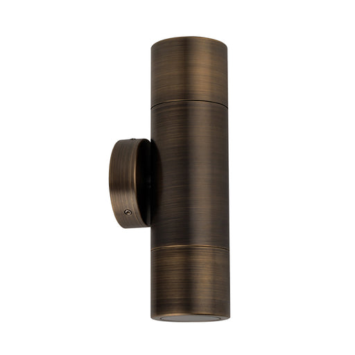 Buy Up / Down Wall Lights Australia MR16 12V Exterior Double Fixed Up/Down Wall Pillar Light Antique Brass IP65 - PMUDBR
