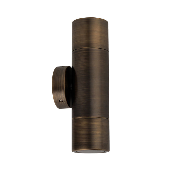 Buy Up / Down Wall Lights Australia MR16 12V Exterior Double Fixed Up/Down Wall Pillar Light Antique Brass IP65 - PMUDBR