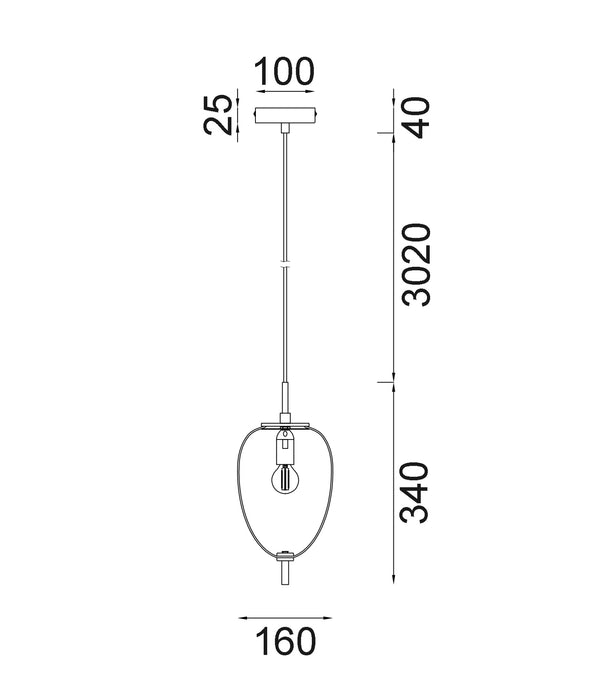 Pino 1 Light Pendant Iron & Glass Smokey Black - PINO6