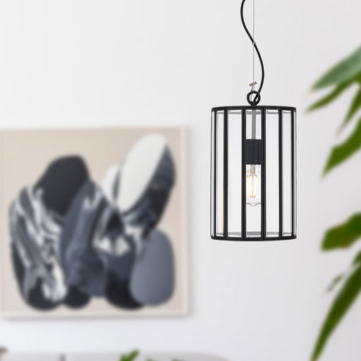 Buy Pendant Lights Australia Pratt 1 Light Pendant Small Black & Clear - PRATT PE20-BK