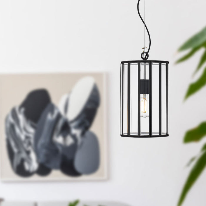 Buy Pendant Lights Australia Pratt 1 Light Pendant Small Black & Clear - PRATT PE20-BK