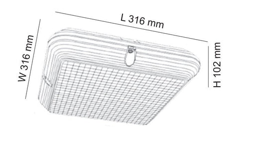 Buy Emergency LED Oyster Lights Australia MEMPHIS Square LED Emergency Oyster Light 22W 4000K IP65 - SL9719SQ/EM