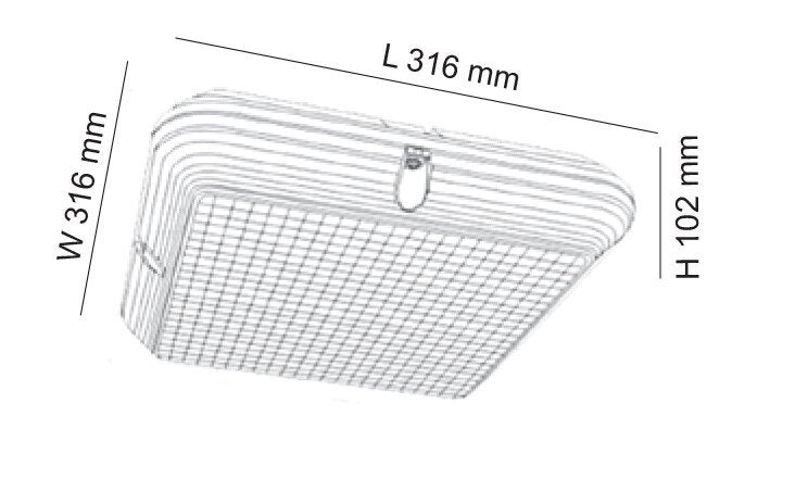 Buy Emergency LED Oyster Lights Australia MEMPHIS Square LED Emergency Oyster Light 22W 4000K IP65 - SL9719SQ/EM
