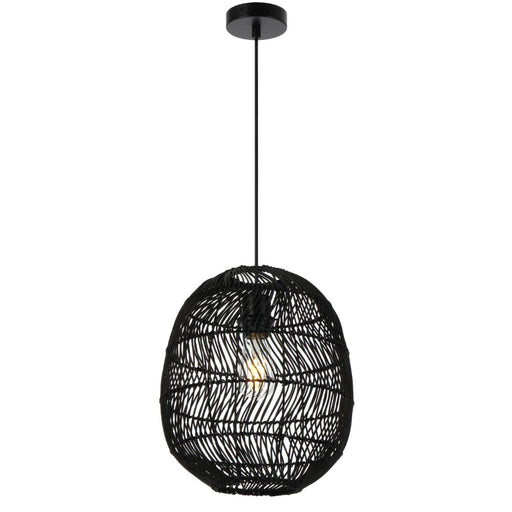 Buy Pendant Lights Australia Rana Pendant Light W300mm Black Rattan - RANA PE30-BK