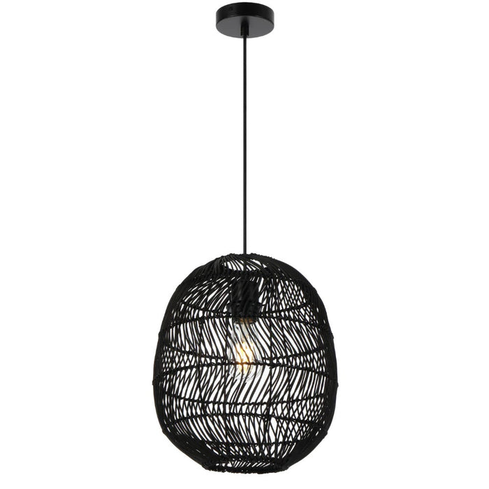 Buy Pendant Lights Australia Rana Pendant Light W300mm Black Rattan - RANA PE30-BK