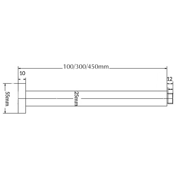 Mica 100mm Ceiling Arm Chrome - RP-100-R