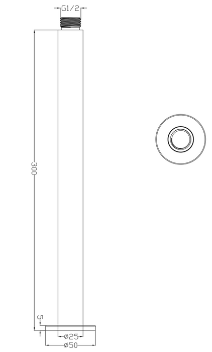 LVB Mica 300mm Ceiling Shower Arm Living Brass - RP-300-R-LVB