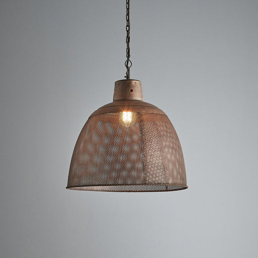 Buy Pendant Lights Australia Riva 1 Light Perforated Iron Dome Medium Pendant Antique Copper - ZAF10327