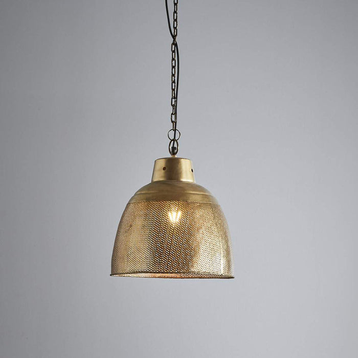 Buy Pendant Lights Australia Riva 1 Light Perforated Iron Dome Small Pendant Antique Brass - ZAF10259
